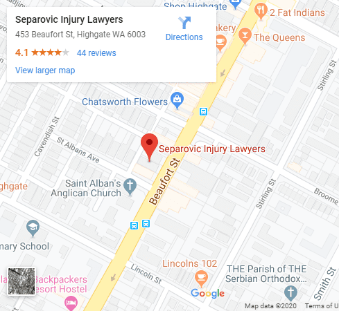 Office Location for Separovic Injury Lawyers in Highgate Perth Google Maps